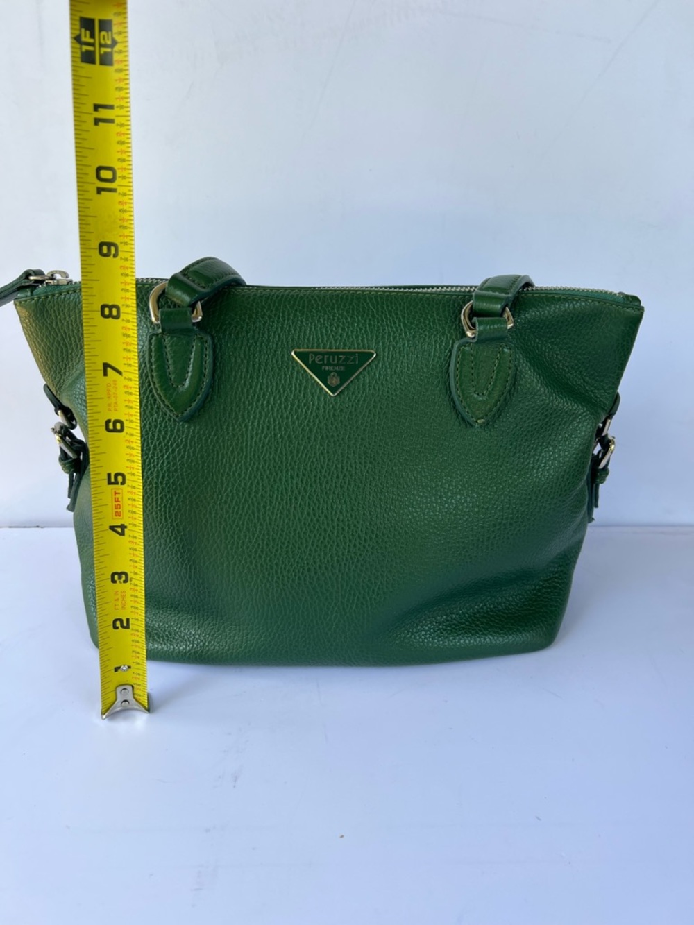 Peruzzi Firenze Green Leather Satchel | Made in Italy Structured Handbag - Picture 8 of 9